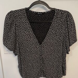 Madewell Black and White Floral Blouse